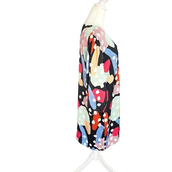 Crosby by Mollie Burch Ramey Mini Dress L NWT — Colorful Abstract Print Satin V- - Picture 4 of 12
